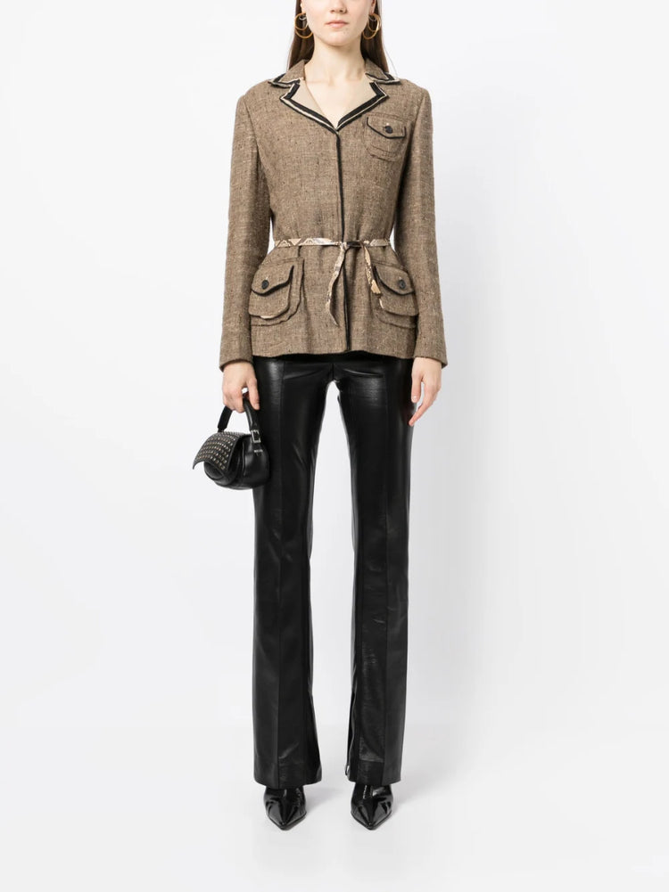 Brown Single-Breasted Jacket - Replica Handbags