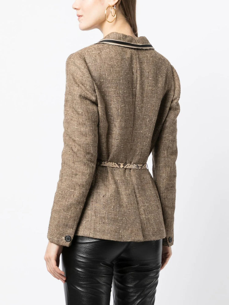 Brown Single-Breasted Jacket - Replica Handbags