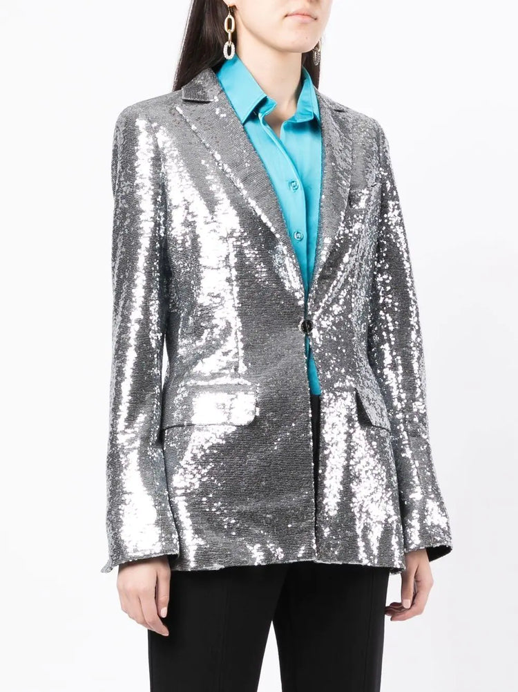 Silver Sequin-Embellished Blazer - Replica Handbags