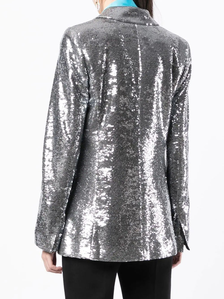 Silver Sequin-Embellished Blazer - Replica Handbags
