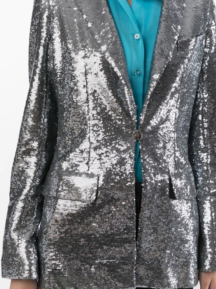 Silver Sequin-Embellished Blazer - Replica Handbags