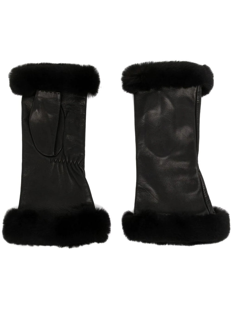 Trimmed Fingerless Leather Gloves - Replica Handbags