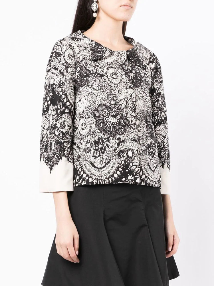 Floral Lace Patterned Jacket - Replica Handbags