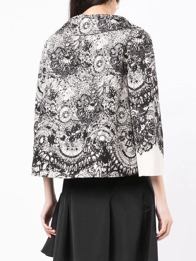 Floral Lace Patterned Jacket - Replica Handbags