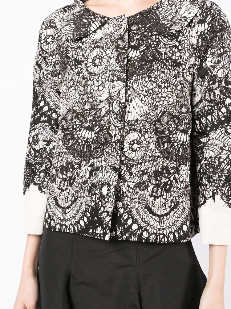 Floral Lace Patterned Jacket - Replica Handbags