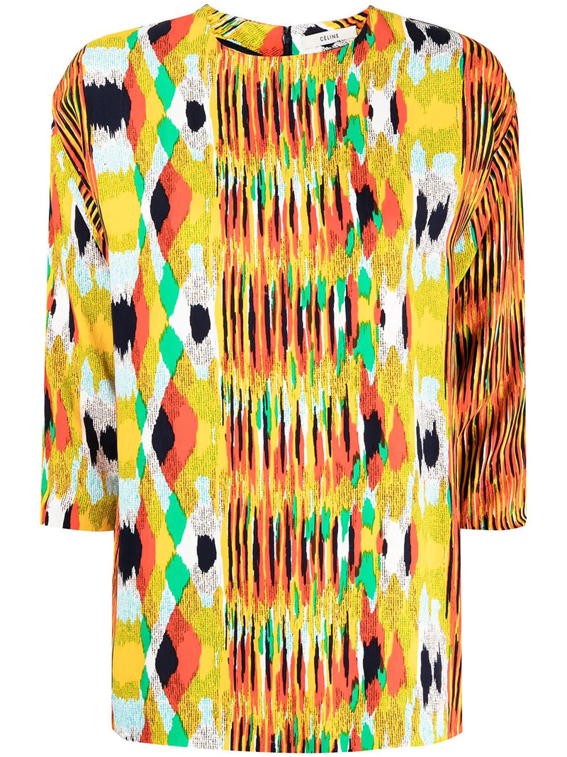 Printed Crew Neck Blouse