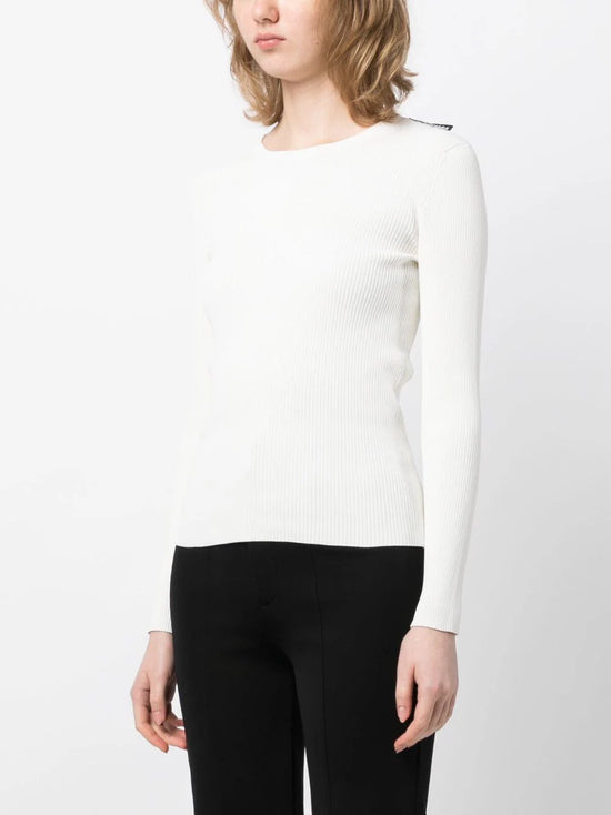 Ribbed Knit Long-Sleeved Top