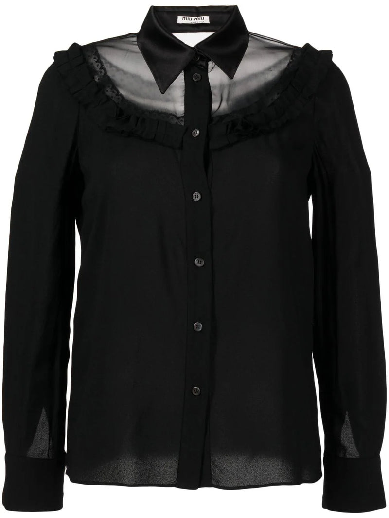 Sheer-Panelled Long Sleeve Shirt