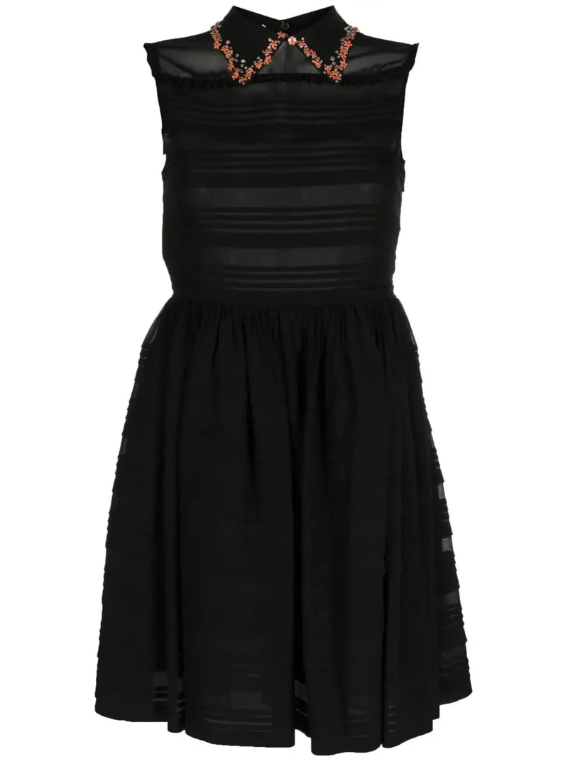 Collar-Embellished Sleeveless Dress