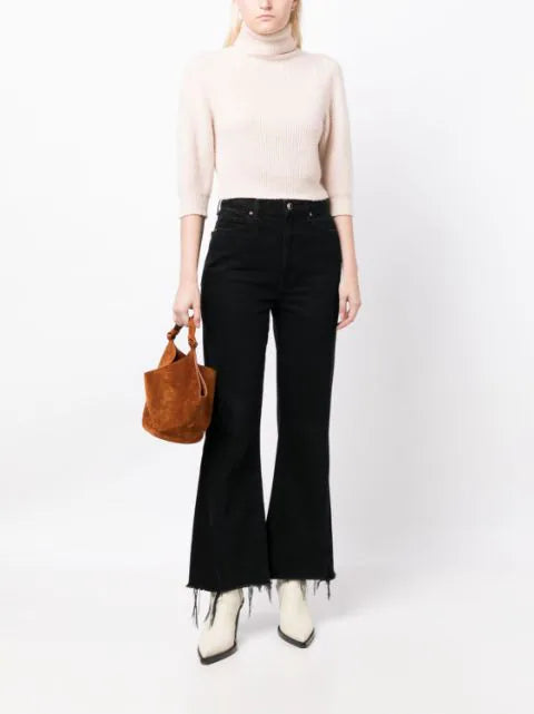 Roll-neck Cropped Cashmere Jumper