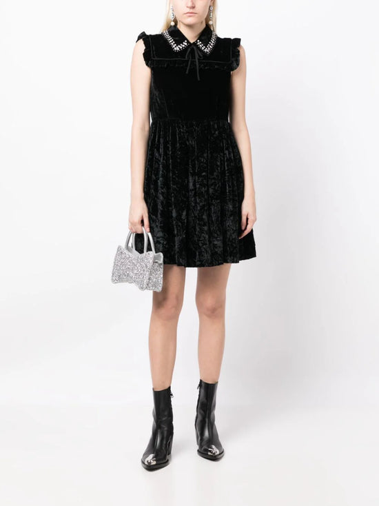 Crystal-embellished Velvet Minidress