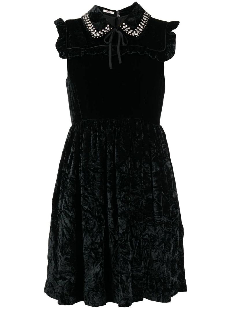 Crystal-embellished Velvet Minidress