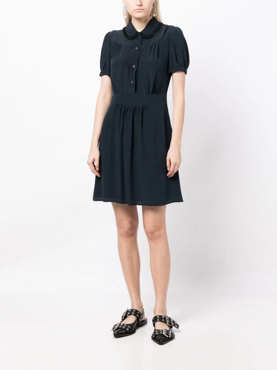 Lace-trim Silk Minidress