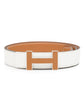 Reversible White/Beige Leather Belt