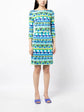 Abstract Print Jersey Belted Dress
