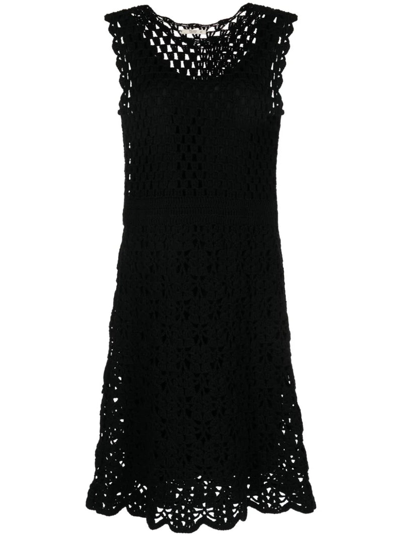Black Crochet Knit Dress