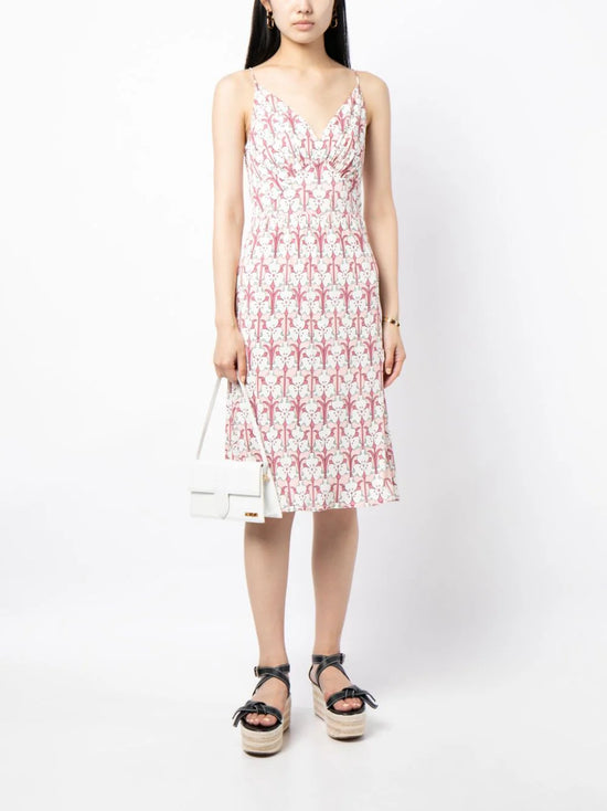 Floral Print Jersey V-Neck Dress