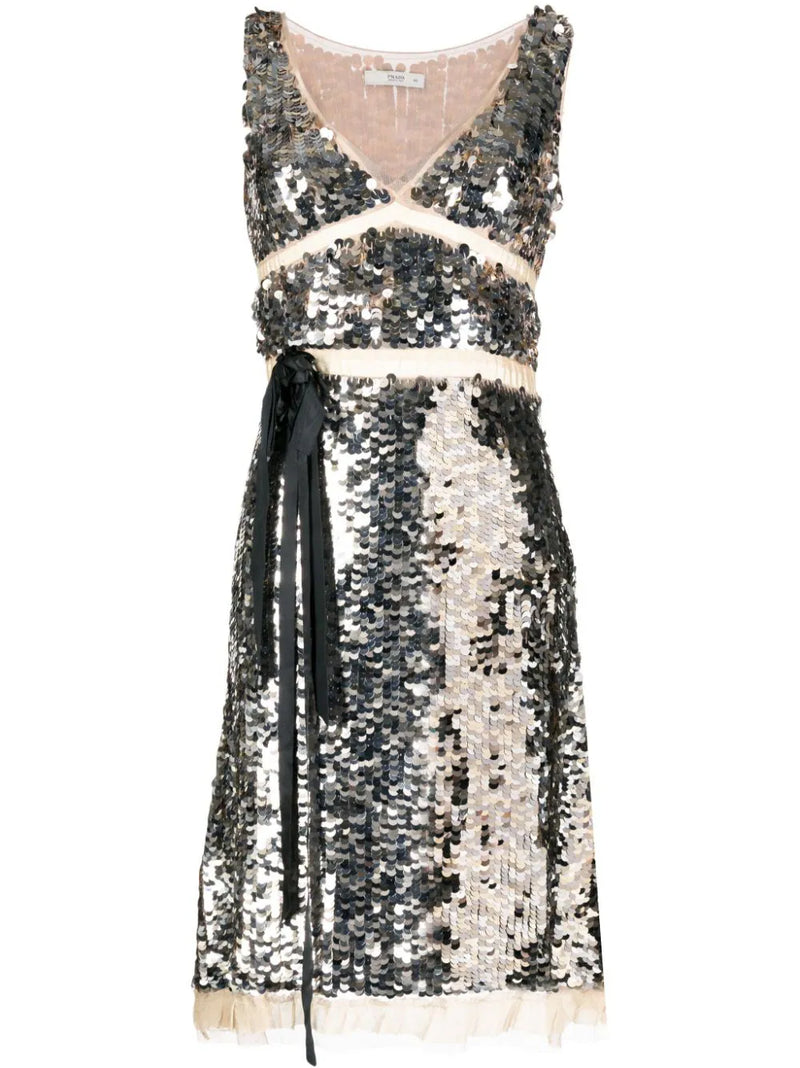 Bow-Detail Sequin Dress