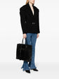 Snake-effect Black Tote Bag