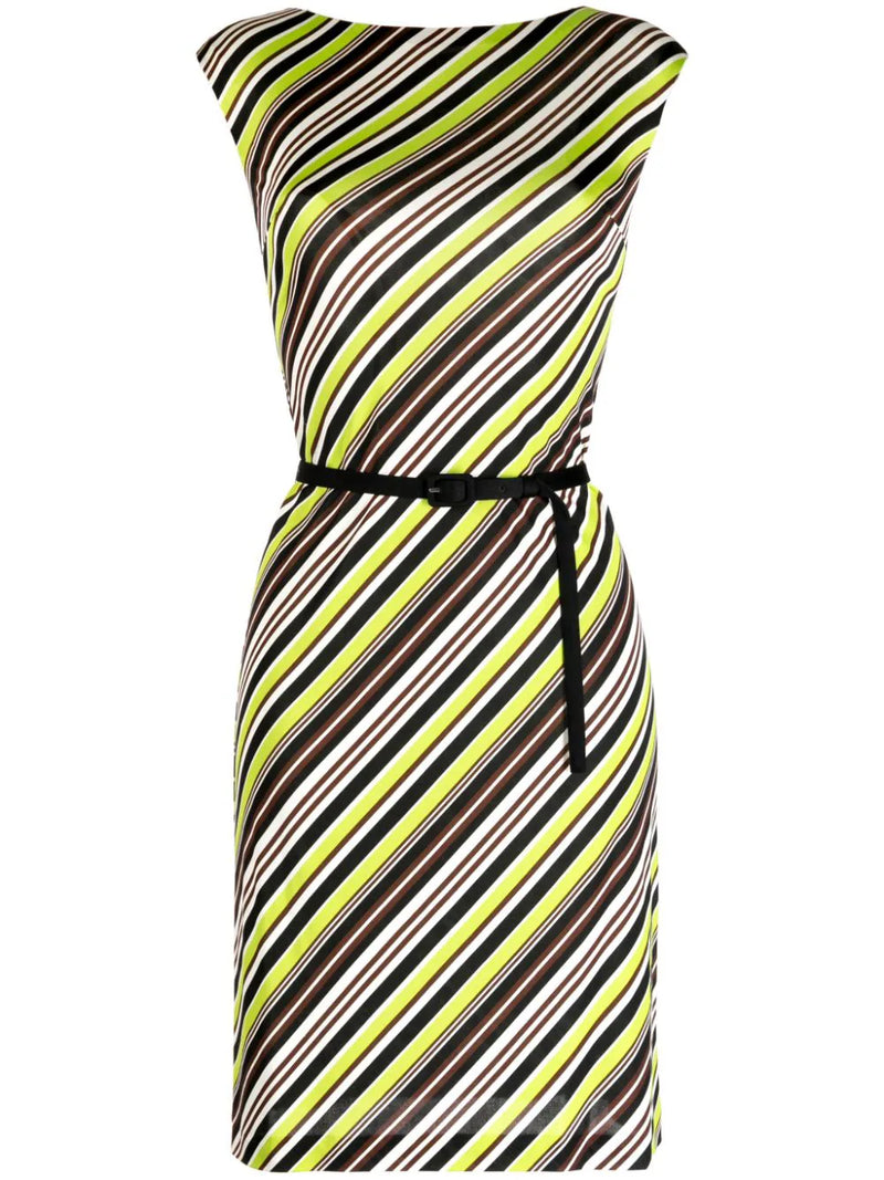 Green Striped Silk Jersey Dress