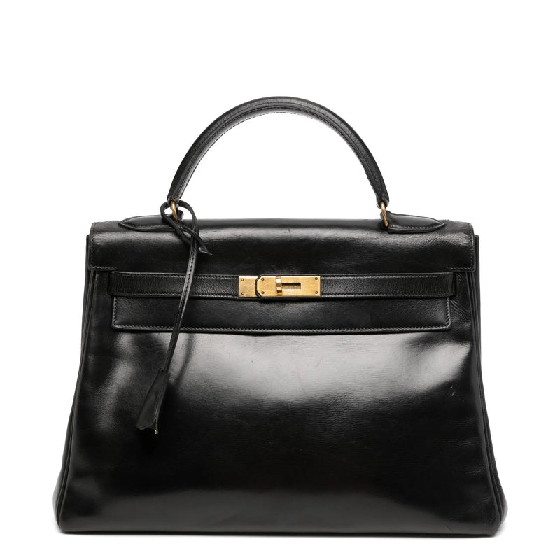 Vintage Kelly 28 Sellier Black Box GHW