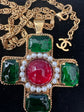 Cabochon Maltese Cross Pendant Necklace