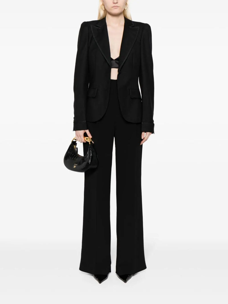 Single-Breasted Satin-Trim Blazer
