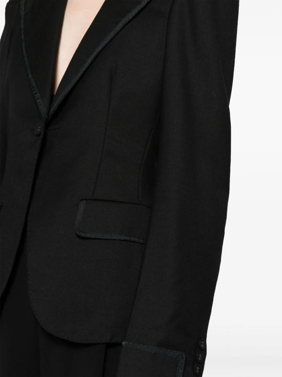 Single-Breasted Satin-Trim Blazer