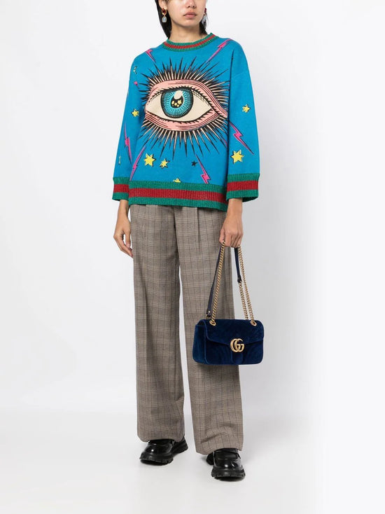 Evil Eye Print Crewneck -  Replica Handbags
