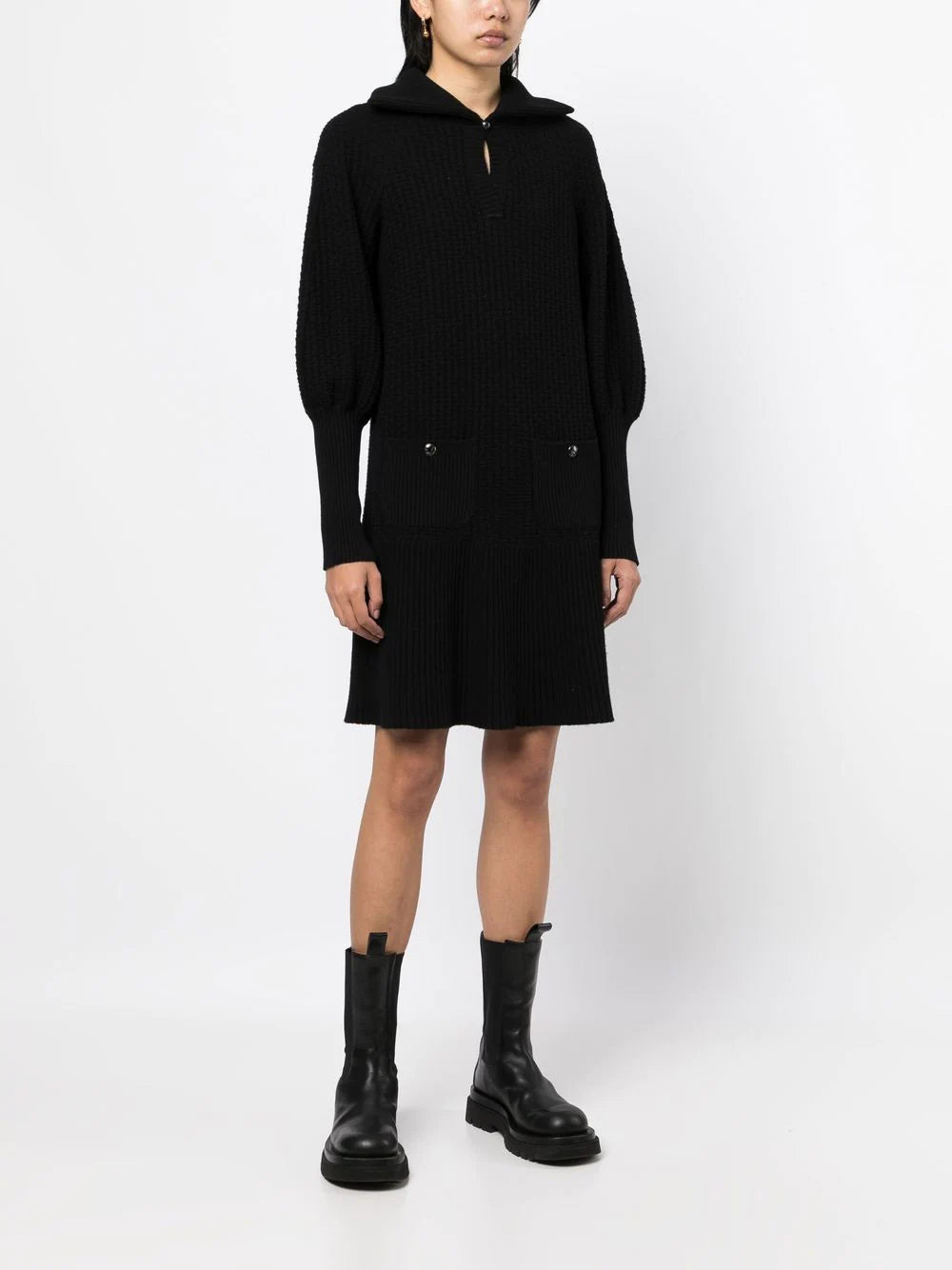 Knit Collared Dress -  Replica Handbags
