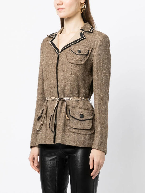Brown Single-Breasted Jacket -  Replica Handbags
