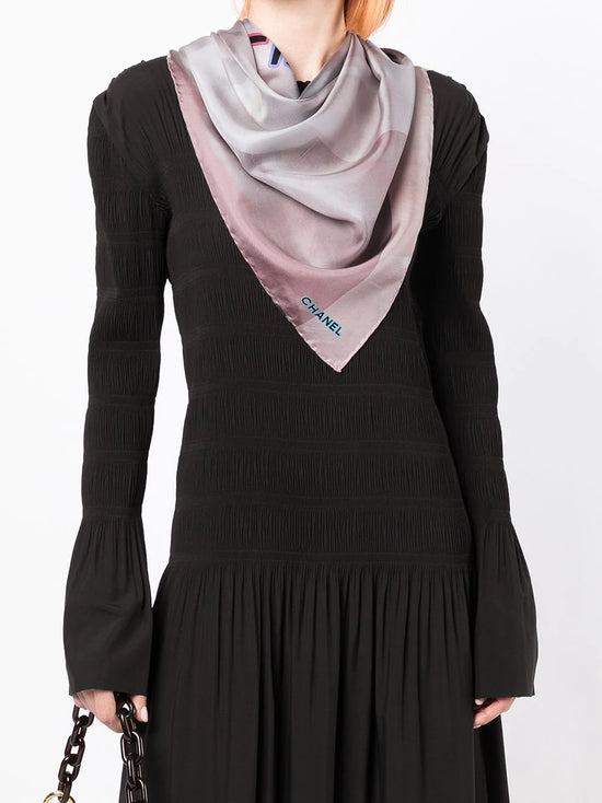 Camellia Motif Silk Scarf -  Replica Handbags

