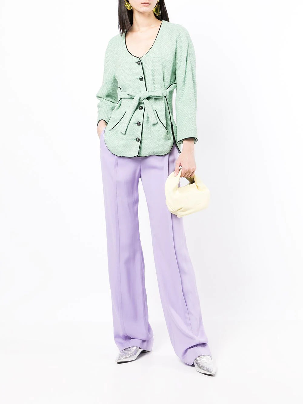 Green Belted Tweed Jacket -  Replica Handbags
