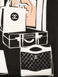 Black Luggage Motif Silk Scarf -  Replica Handbags
