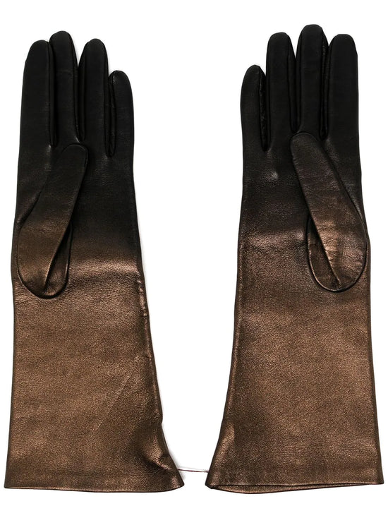 Metallic Bronze Leather Gloves -  Replica Handbags
