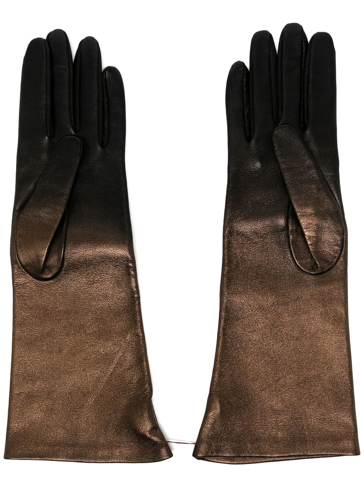 Metallic Bronze Leather Gloves -  Replica Handbags
