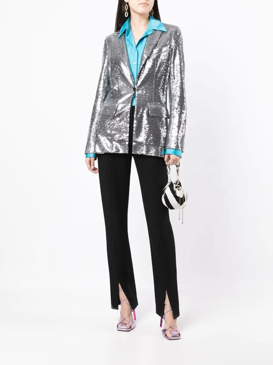 Silver Sequin-Embellished Blazer -  Replica Handbags
