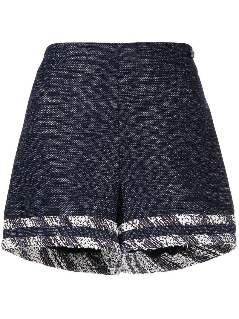 Striped Blue Tweed Shorts -  Replica Handbags
