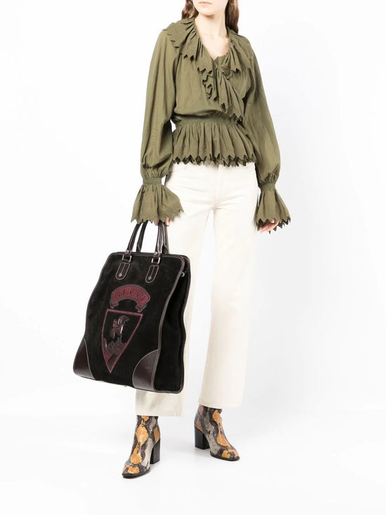 Runway Suede Logo Tote Bag -  Replica Handbags
