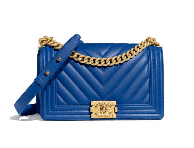 chanel medium boy bag in blue