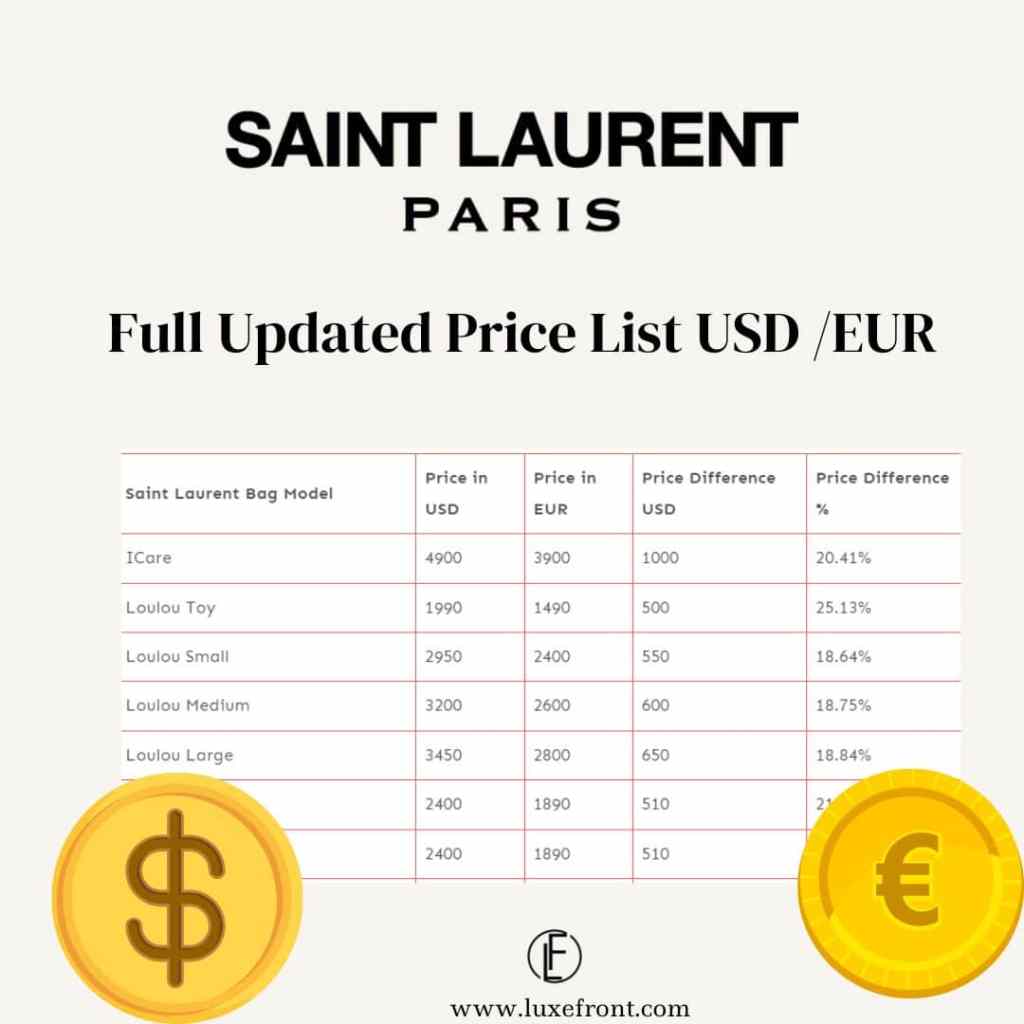 ysl price guide reference